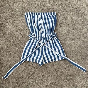Strapless striped romper size S